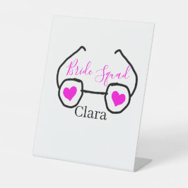 Bride Squad rosa schwarze Brille Herz Brautjungfra Sockelschild