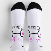 Bride Squad rosa schwarze Brille Herz Brautjungfra Socken (Oben)