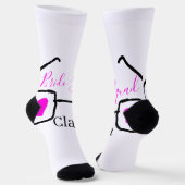 Bride Squad rosa schwarze Brille Herz Brautjungfra Socken (Gewinkelt)