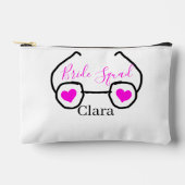 Bride Squad rosa schwarze Brille Herz Brautjungfra Zubehörtasche (Vorderseite)