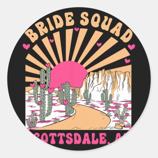 Bride Squad Scottsdale Desert Disco Bachelorette P Runder Aufkleber (Vorderseite)