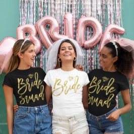 Bride Squad Shirt mit Imitate Gold Diamond Graphic