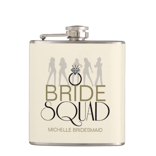 Bride Squad Silhouetten Black on Lites ID252 Flachmann (Vorderseite)