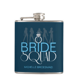 Bride Squad Silhouetten Weiß auf Dunkel ID252 Flachmann