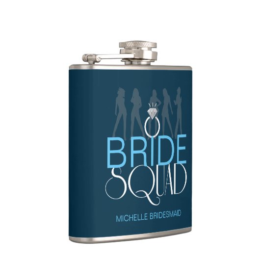 Bride Squad Silhouetten Weiß auf Dunkel ID252 Flachmann (Rechts)