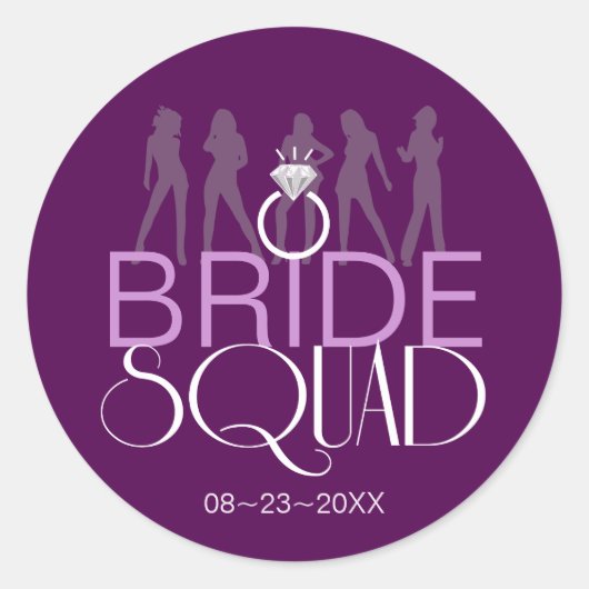 Bride Squad Silhouetten Weiß auf Dunkeln ID252 Runder Aufkleber (Vorderseite)