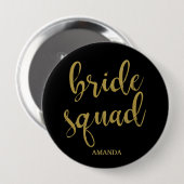 Bride Squad Stylish Calligraphy Gold Glitzer Button (Vorne & Hinten)