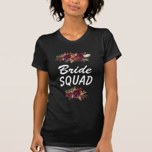 Bride Squad T - Shirt   Burgund-Blume