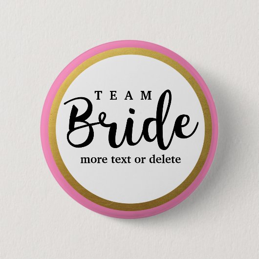 Bride Squad, Team Bridge, Chic Modern Wedding Part Button (Vorderseite)