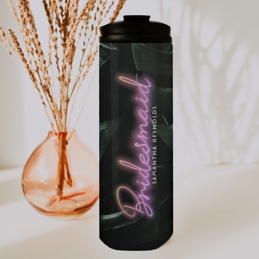 Bride Squad | Tropische Palmen Bachelorette Monogr Thermosbecher