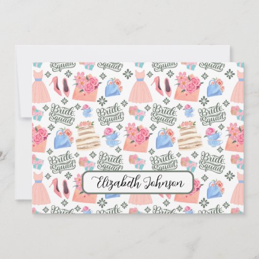 Bride Squad Wedding Note Card Mitteilungskarte (Vorderseite)