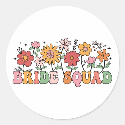 Bride Squad Wildblume Wedding Brautparty Bachel Runder Aufkleber (Vorderseite)