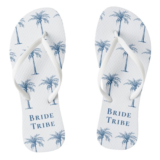 Bride Stam Blue Tropical Palm Tree Badesandalen (Fußbett)