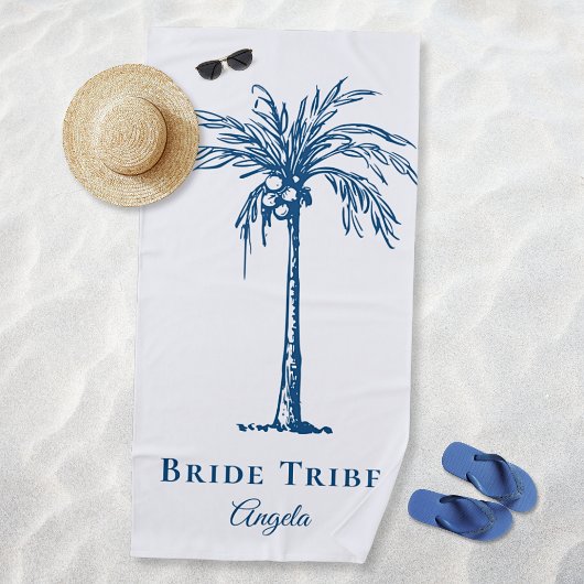 Bride Stam Blue Tropical Palm Tree Custom Strandtuch