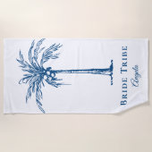 Bride Stam Blue Tropical Palm Tree Custom Strandtuch (Vorderseite)