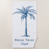 Bride Stam Blue Tropical Palm Tree Custom Strandtuch (Vorderseite)