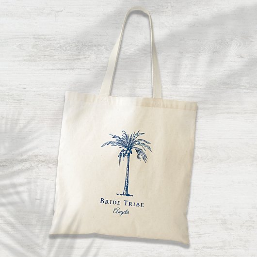 Bride Stam Blue Tropical Palm Tree Custom Tragetasche