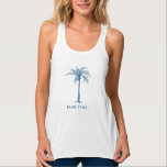 Bride Stam Blue Tropical Palm Tree Tank Top<br><div class="desc">Diese lustige tropische Palmenflasche mit den Worten "Brautstamm" in blau (Farbe des Jahres 2020) ist das ideale Brautparty für einen tropischen Strand oder eine Hochzeit im Freien!</div>