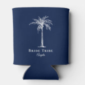 Bride Stam Navy Blue White Palm Tree Dosenkühler (Rückseite)