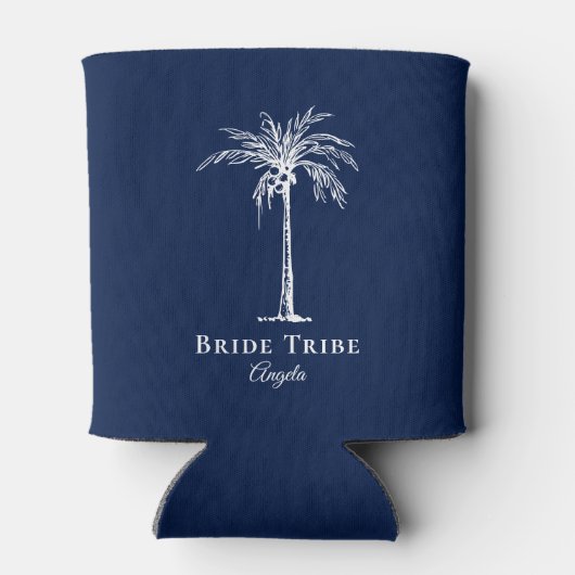 Bride Stam Navy Blue White Palm Tree Dosenkühler (Rückseite)