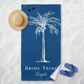 Bride Stamm Blue White Palm Tree Custom Strandtuch
