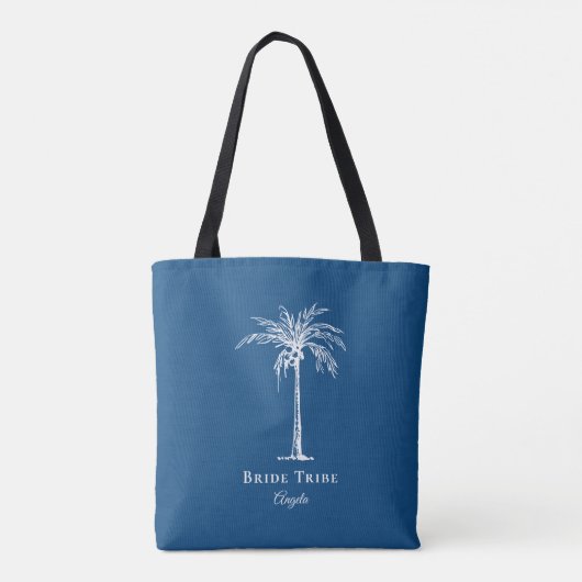 Bride Stamm Blue White Palm Tree Custom Tasche (Rückseite)