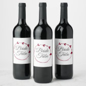 Bride Stamm Cranberry Red Simple Heart Kreath Weinetikett (Flaschen)