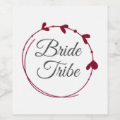 Bride Stamm Cranberry Red Simple Heart Kreath Weinetikett (Einzelnes Label)