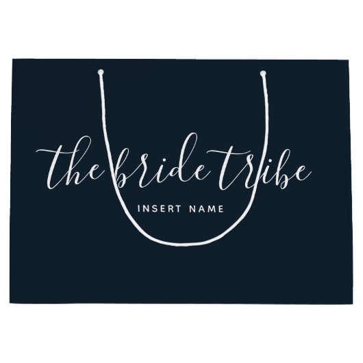Bride Stamm Dark Navy Blue Custom Wedding Große Geschenktüte (Vorderseite)