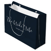 Bride Stamm Dark Navy Blue Custom Wedding Große Geschenktüte (Vorderseite Schrägansicht)