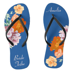 Bride Stamm Floral Etwas Blue Wedding Badesandalen