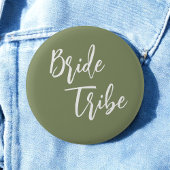 Bride Stamm Sage Green White Wedding Button