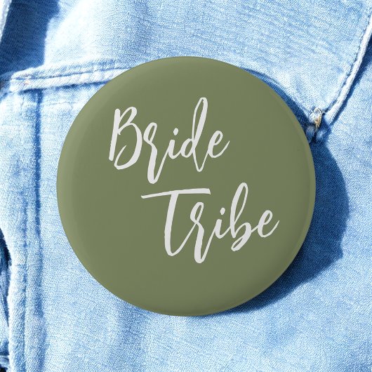 Bride Stamm Sage Green White Wedding Button