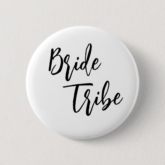 Bride Stamm Schwarz-weiß Elegante Wedding Button (Vorderseite)