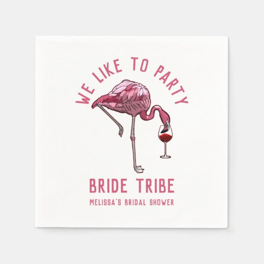 Bride Stamm Wie Party Flamingo Bachelorette Serviette (Vorderseite)