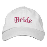 Bride Stickhut : weiß mit rosa Buchstaben