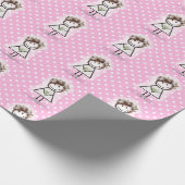 Bride Strichfigur-Mädchen in Sneakers auf Polka Do Geschenkpapier (Ecke)