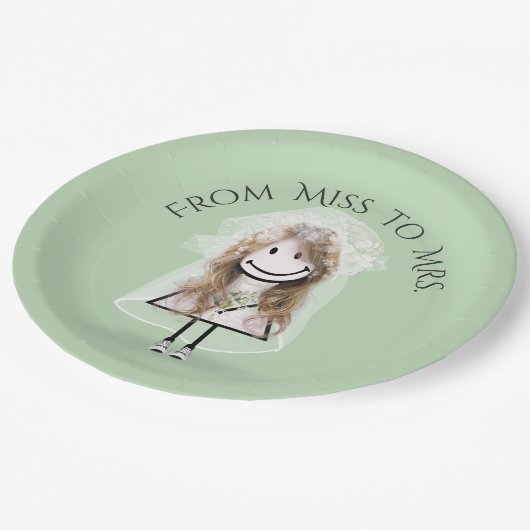 Bride Strichfigur-Mädchen in Sneakers mit Daisy Bo Pappteller (Schrägansicht)