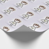 Bride Strichfigur-Mädchen in Sneakers on Hearts Geschenkpapier (Ecke)