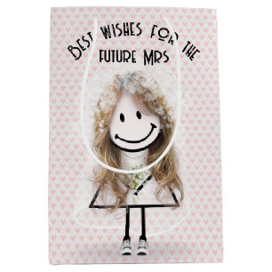 Bride Strichfigur-Mädchen in Sneakers on Hearts Mittlere Geschenktüte