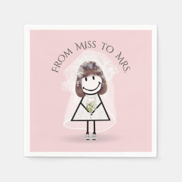 Bride Strichfigur-Mädchen mit Daisy Bouquet in Sne Serviette