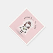 Bride Strichfigur-Mädchen mit Daisy Bouquet in Sne Serviette (Ecke)