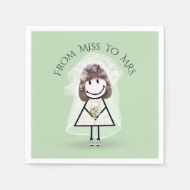 Bride Strichfigur-Mädchen mit Daisy Bouquet in Sne Serviette