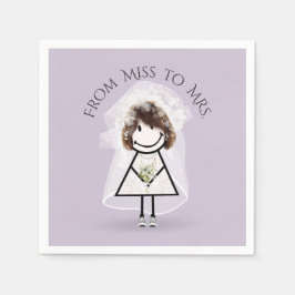 Bride Strichfigur-Mädchen mit Daisy Bouquet in Sne Serviette