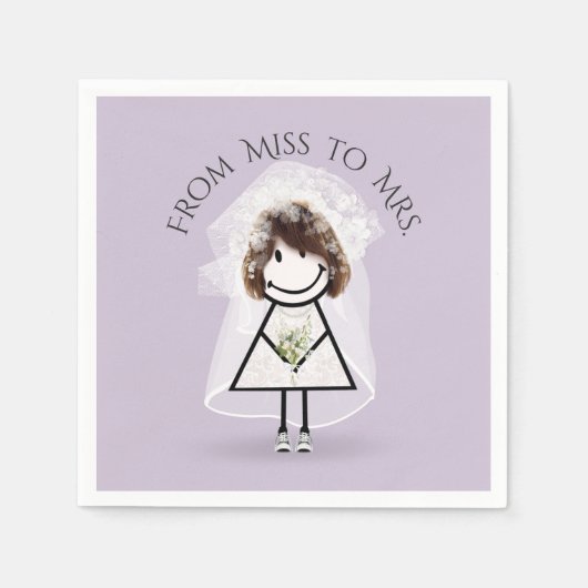 Bride Strichfigur-Mädchen mit Daisy Bouquet in Sne Serviette (Vorderseite)