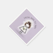 Bride Strichfigur-Mädchen mit Daisy Bouquet in Sne Serviette (Ecke)