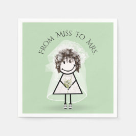 Bride Strichfigur-Mädchen mit Daisy Bouquet in Sne Serviette