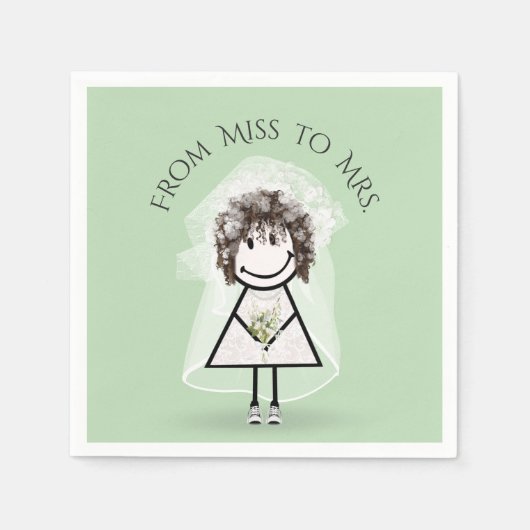 Bride Strichfigur-Mädchen mit Daisy Bouquet in Sne Serviette (Vorderseite)