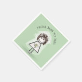 Bride Strichfigur-Mädchen mit Daisy Bouquet in Sne Serviette (Ecke)