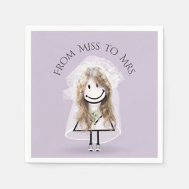 Bride Strichfigur-Mädchen mit Daisy Bouquet in Sne Serviette